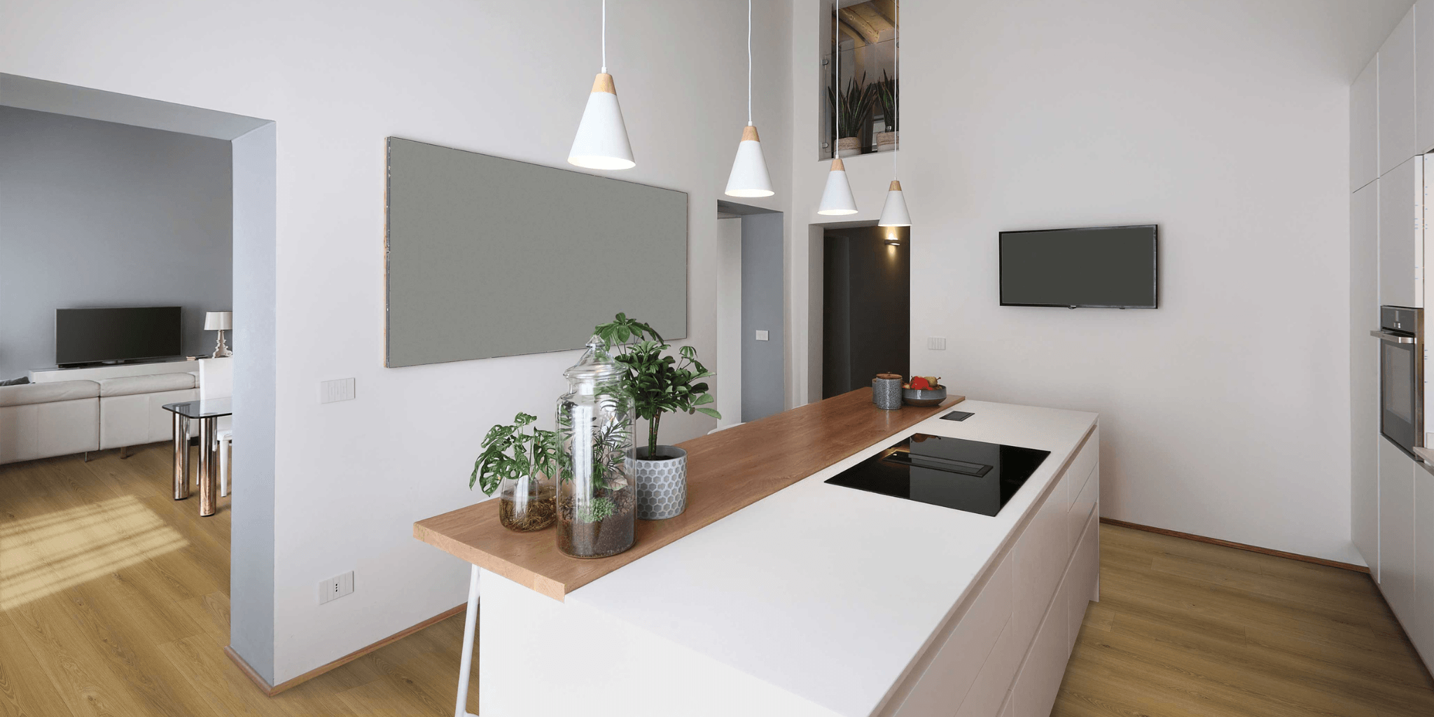 Hybrid flooring installed in modern kitchen with durable and waterproof finish