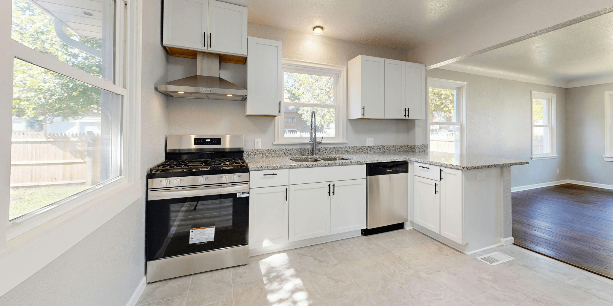Sheet vinyl flooring installed in kitchen for durable and seamless surface